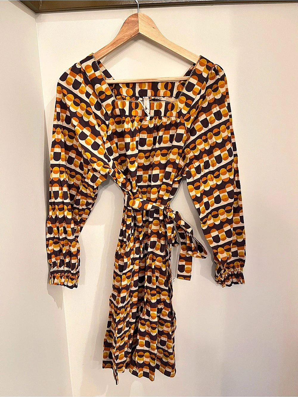 Mata Traders Alexis Long Sleeve Mini Dress Brown & Orange Medium
